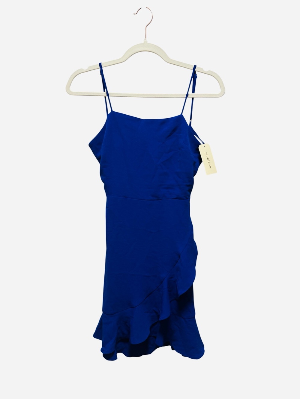 Monteau Cobalt Blue Spaghetti Strap Ruffle Mini Dress